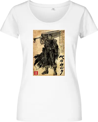 Black swordsman woodblock