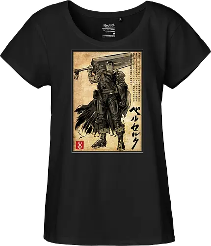 Black swordsman woodblock