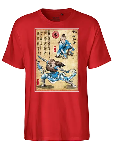 Water tribe master woodblock - last, air, bender, water, wasser, anime, krieger, warrior - Fairtrade T-Shirt