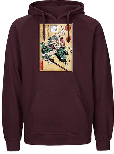 Pirate hunter woodblock - anime, manga, straw hat pirates, luffy - Fairtrade Hoodie