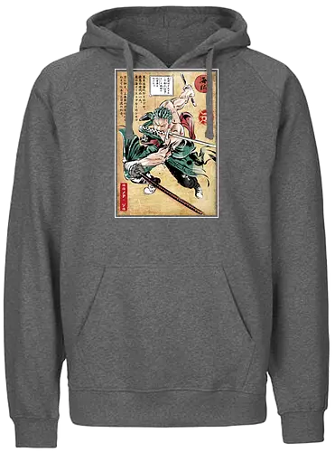 Pirate hunter woodblock - anime, manga, straw hat pirates, luffy - Fairtrade Hoodie