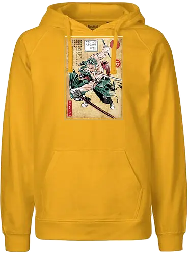 Pirate hunter woodblock - anime, manga, straw hat pirates, luffy - Fairtrade Hoodie