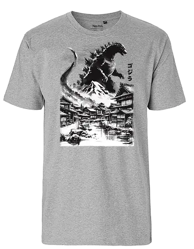 The king in the Japanese village - kaiju, monster, horror, japan - Fairtrade T-Shirt