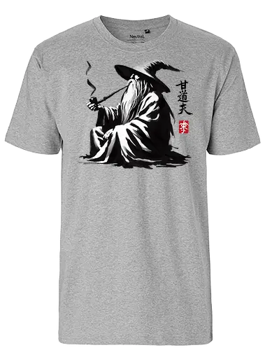 The grey wizard - fantasy, Fellowship, ring, wizard, kanji - Fairtrade T-Shirt