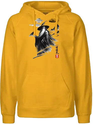 The wizard's journey - sumi-e, Fellowship, ring, wizard - Fairtrade Hoodie