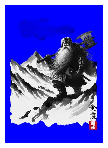 The dwarf's journey - dwarf, zwerg, Fellowship, ring, sumi-e - Artprint