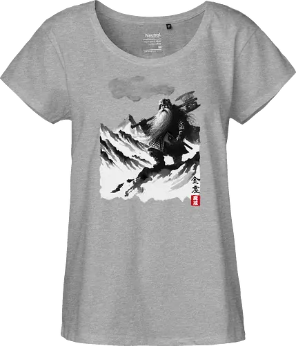 The dwarf's journey - dwarf, zwerg, Fellowship, ring, sumi-e - Fairtrade Girl Shirt