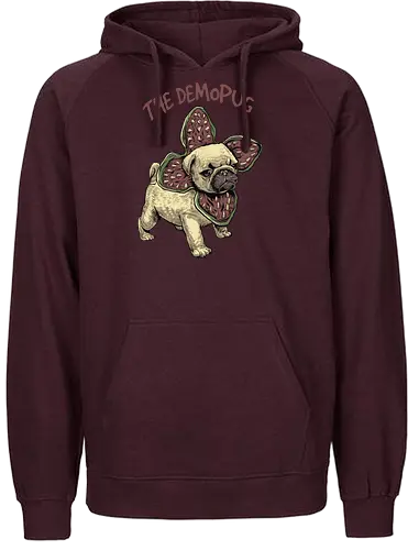 The DemoPug - stranger kids, dog, retro, eighties, 80s, series, tv, lucas, dustin, mike, will, eleven, pug, hund - Fairtrade Hoodie