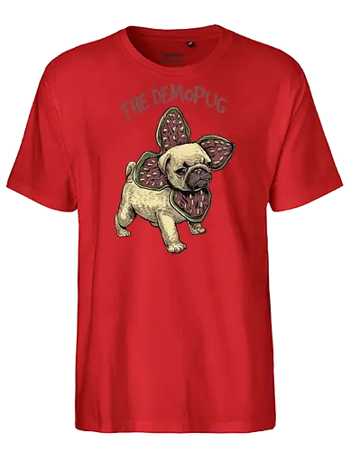 The DemoPug - stranger kids, dog, retro, eighties, 80s, series, tv, lucas, dustin, mike, will, eleven, pug, hund - Fairtrade T-Shirt