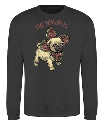 The DemoPug - stranger kids, dog, retro, eighties, 80s, series, tv, lucas, dustin, mike, will, eleven, pug, hund - Sweatshirt