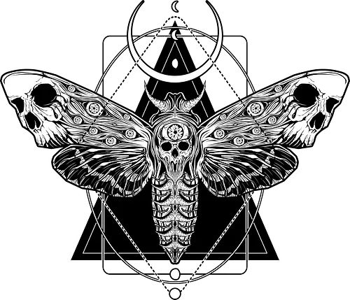 Surreal Death Moth - Skull, Goth, Dead