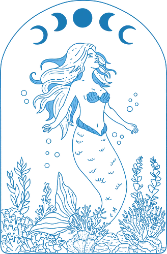 Celestial Mermaid - mermaid, meerjungfrau, celestial, mondphasen, moon