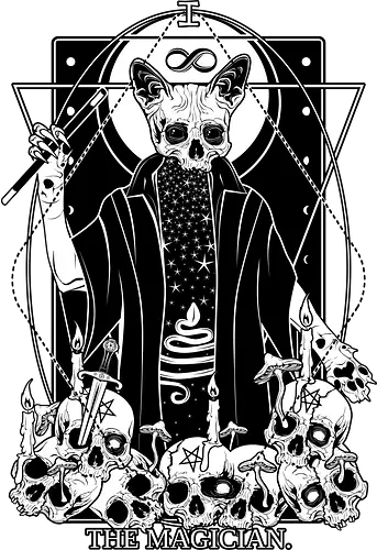 The Magician - Cat, Pentagram, Skull, Dd