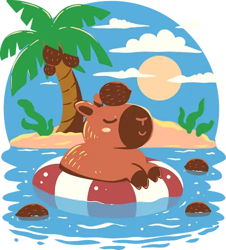 Summer Capybara - sommer, holiday, coconut, summer, capybara, urlaub