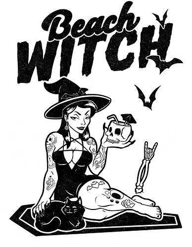 Beach witch Goth Summer - Witch, Sun, Black, Cat