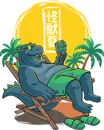 Kaiju Summer Ice Crm - Monster, Cute, Sun, Bch