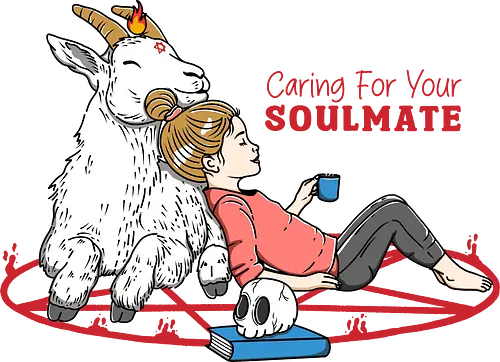 Caring for your Soulmate - goat, soulmate, friends, pentagram, demon