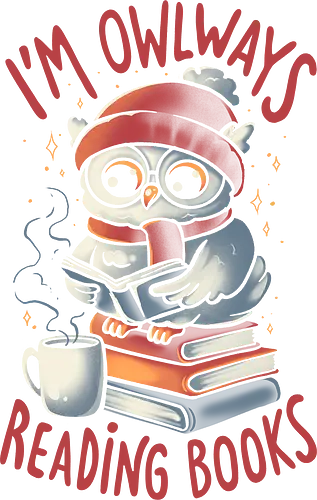 Owlways Reading Books - dark - Owl, Eule, Love, Coffee, Reading