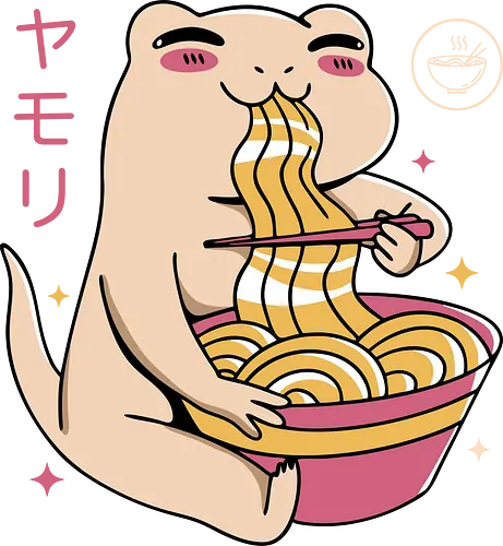 Kawaii Gecko Ramen - ramen, noodles, gecko, axolotl