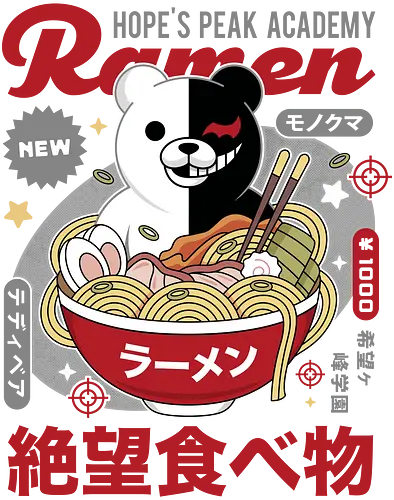 Hopes Peak Academy Ramen - anime, manga, monokuma, despair, video game, gamer, gaming, killing harmony, junko enoshima, makoto naegi, br, monobr, hopes pk academy, dangan