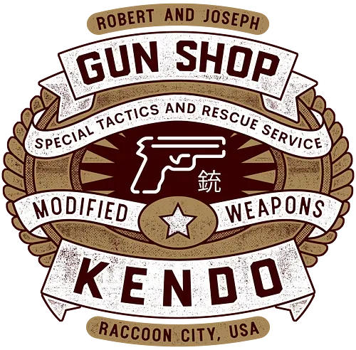 Kendo Gun Shop Emblem - Horror, jill valentine, leon s kennedy, jill sandwich, biohazard, umbrella corporation, raccoon city, albert wesker, chris redfield, horror, re2, re3, Horror 2, Horror 3 nemesis, Horror 4