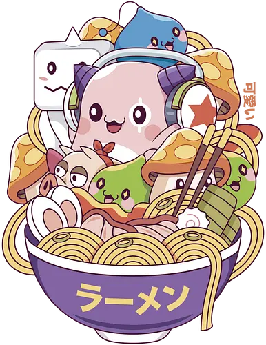 Maple World Monsters Ramen - maplestory, maplestory 2, maple story, slime, yeti, orange mushroom, kawaii, anime, chibi, nostalgia, video game, gaming, gamer, zakum helm, pink bn