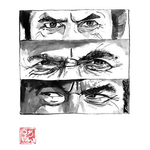 eyes - the good, the bad, the ugly, clint eastwood, sumie, japan, cowboys