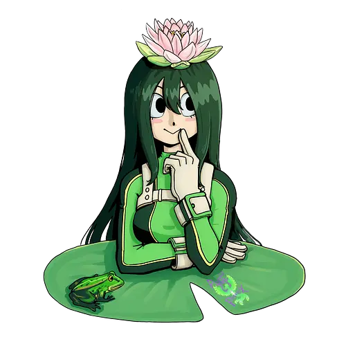 Froppy - mha, bnha, Academia, hero, tsuyu, asui, tsuyu asui, tsu, lotus, lotus flower, lilly pad, froppy, frog, costume, hero costume, green hair, black hair, black eyes, green, purplestar, purplestarphoenix, girl, cute girl, cute, kawaii, hero outfit, anime, manga, Hiroaka