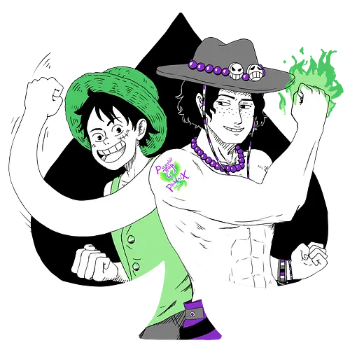 Aro Ace & Luffy - luffy, monkeydluffy, ace, portgasdace, aceace, aceflag, aroflag, aroace, aroacepride, acepride, aropride, digitalart, purplebeads, strawhat, greenfire, purplegreen, purplestarphoenix, Pirate, Piratefanart, Pirateluffy, Pirateace, Pirate, Piratefanart, Pirateluffy, Pirateace