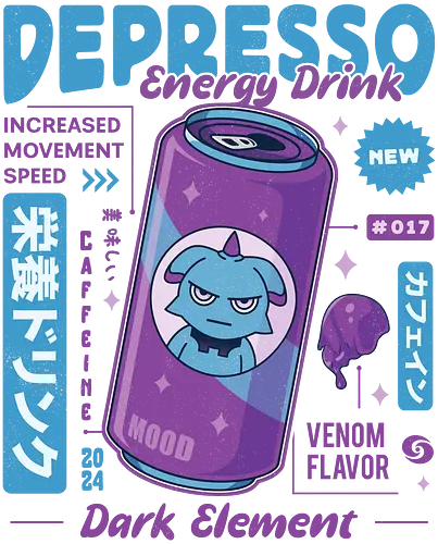 Depresso Energy Drink - pal world, depresso, game, gaming, video game, gamer, survival, crafting, farming, monsters, espresso, coffee, lamball, drink, , Pal Depresso Energy Drink - pal world, depresso, game, gaming, video game, gamer, survival, crafting, farming, monsters, espresso, coffee, lamball, drink, , Pal