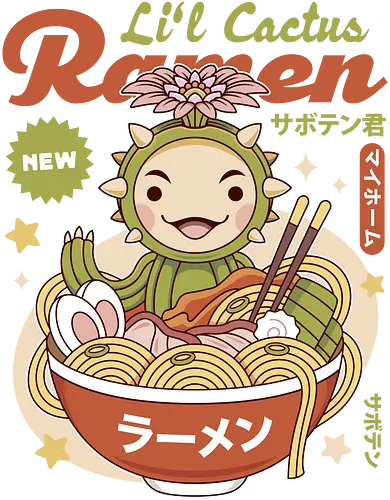 Lil Cactus Ramen - visions, children, secret, trials, sword, mana, seiken densetsu, jrpg, video game, gaming, gamer, final, fantasy, adventure, lil cactus, ramen, noodles