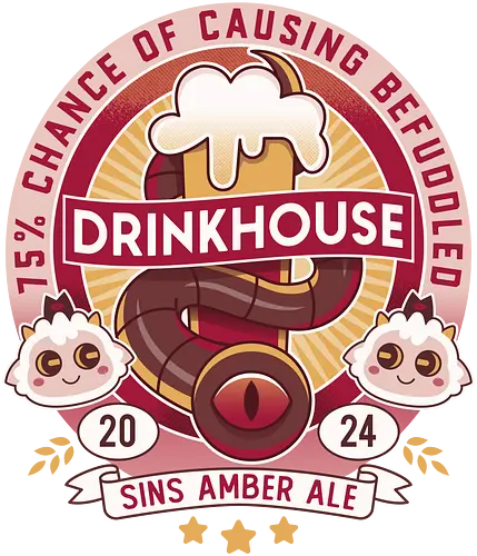 Befuddled Sin Amber Ale - cult, flesh, aesthetic, cute, kawaii, animal, the lamb, beer, geek, nerd, otaku, the one who waits, the cult, beer, video game, gaming, indie game, game