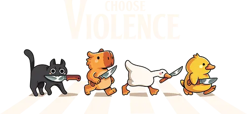 Choose Violence - cat, katze, capybara, goose, duck, abbey, road