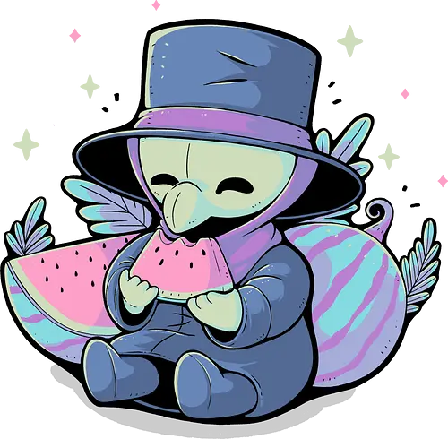 Cute Plague Doctor with Watermelon - plague, plague doctor, wassermelone, pestdoktor, summer, sommer