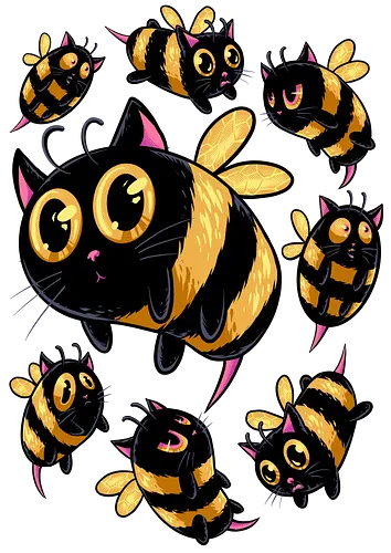 the buzzing paws - cat, bee, animal, insect, bug, cute, funny, powerful, charm, happy