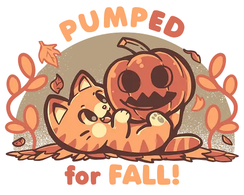 Pumped for Fall - herbst, kürbis, katze, aufgeregt, aufregung, jahreszeit, beste jahreszeit, feiertag, bester feiertag, kann nicht warten, fall, pumpkin, cat, autumn, excited, excitement, season, best season, holiday, best holiday, cant wait, Halloween, orange, palette, cute