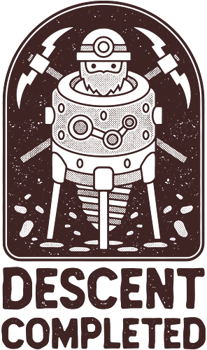 Descent Completed Emblem - below, dwarven, dwarf, mine, mining, descent, roguelike, roguelite, indie game, gamer, gaming, video games, rpg, jrpg, adventure, stone Descent Completed Emblem - below, dwarven, dwarf, mine, mining, descent, roguelike, roguelite, indie game, gamer, gaming, video games, rpg, jrpg, adventure, stone