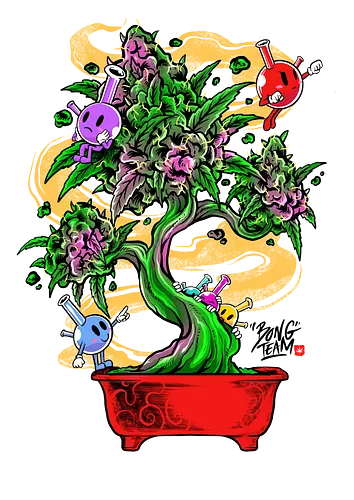 bongsai team - weed, art, cool, floral, cartoon, funny, tree