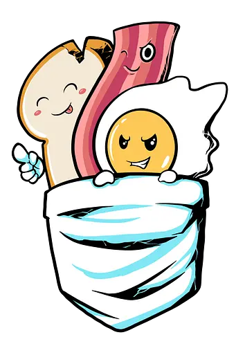 breakfast pocket  - breakfast, egg, bacoon, bread, food, love, cartoon, funny, cute