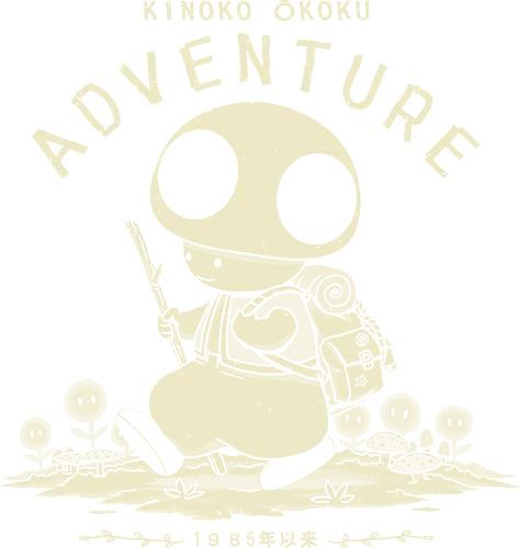 Mushroom Adventure - mushroom kingdom, videogame, classic videogame, mushroom toad, adventurer, mario, gamer, retro gamer, kingdom