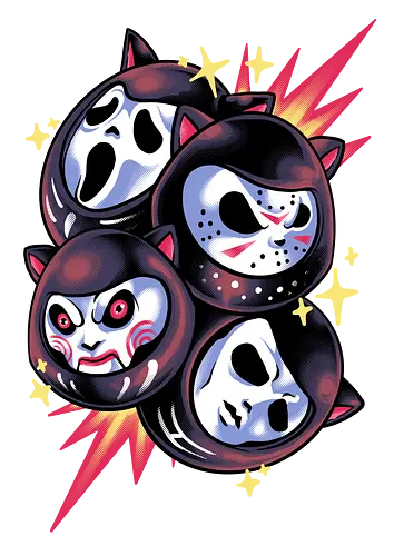 darkness daruma - horror, halloween, cool, cute, fun, funny, daruma, japanese, ghostface, jigsaw