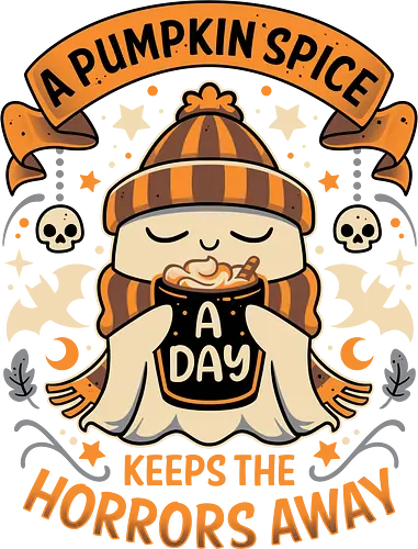 Daily Pumpkin Spice - pumpkin spice, ghost, bats, halloween, skull, coffee, cut, horror, gothic, autumn, fall, cozy