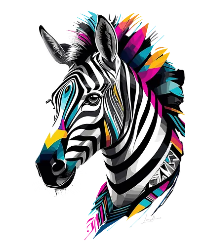 Mehrfarbiges geometrisches Zebra - Tiere, zebra, bunt, Ästhetik, Geek, Farbe, Natur, Tier, Farben, lm2kone, Pop-Art, Farben