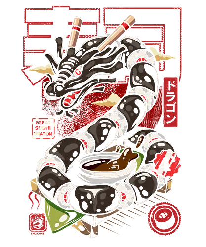 Toller japanischer Sushi-Drache - sushi, lamen, ramen, drachen, japan, lebensmittel, feinschmecker, japanisch, anime, manga, lustig, geek, popart, lm2kone