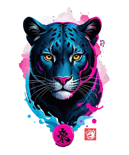 Panther Dream Rosa Blau - Tiere, Pantherin, bunt, Ästhetik, Geek, Farbe, Natur, Tier, Farben, lm2kone, Pop-Art, Farben