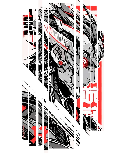 Samurai Roter Cyborg - Anime, Manga, Ninja, Japan, Japanisch, Geek, Cyberpunk, Kanji, lm2kone, Pop Art