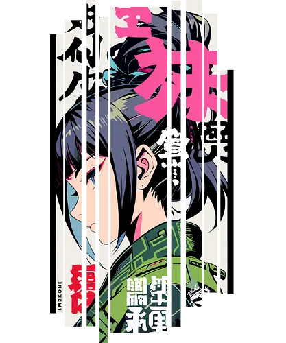 Grüne Geisha Anime - Anime, Manga, Ninja, Japan, Japanisch, Geek, Cyberpunk, Kanji, lm2kone, Pop Art