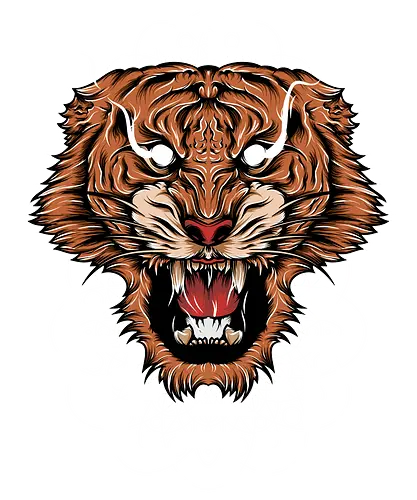 Angry Japanese Tiger Tora - anime, beast, big cat, gift, japan, japanese, japanese art, style, tattoo, kawaii, majestic, monster, mythology, power, samurai, scary, spiritual, tiger, tiger face, tiger warrior, tigers, tora, traditional, warrior, wild cat, Illustronii, aesthetic, aggressive, angry, animal