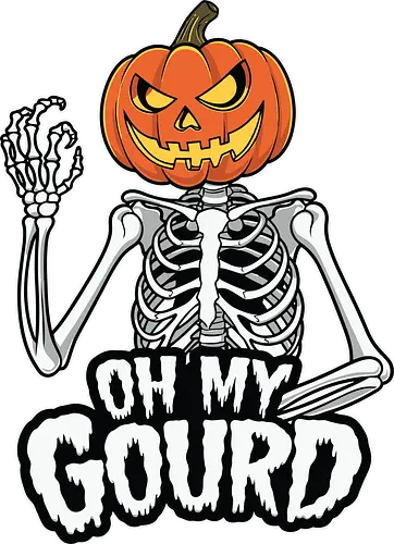 OH MY GOURD - pumpkin, skeleton, halloween, humor, gourd, spooky, costume, phrase, festive, decoration