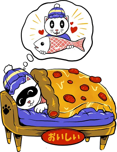 sleeping beauty  - cat, busy, kitty, fun, funny, cute, animal, catlover, fish, pizza, pizzalover, animal, food, culinary, meme, cartoon